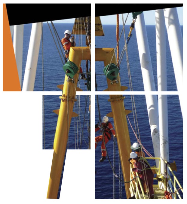 Workers on rigging front cover